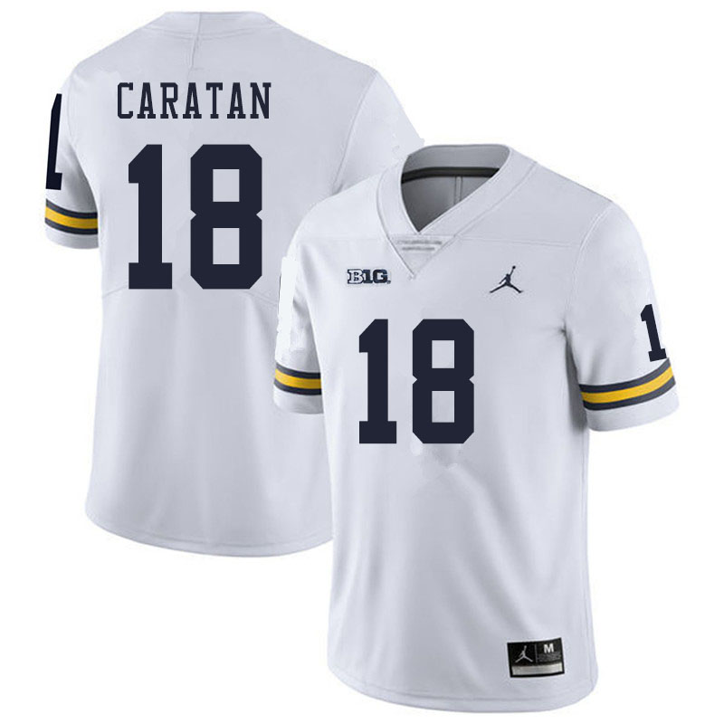 Men #18 George Caratan Michigan Wolverines College Football Jerseys Sale-White